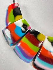 Jackie Brazil "Bella" Kandinsky 7 Piece on Leather Cord Choker Necklace ( N0035 )