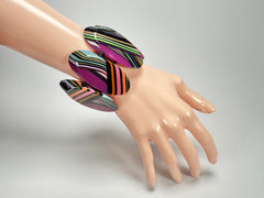 Jackie Brazil "Mouline" Purple Swirls 7 Piece Oval Elasticated Bracelet ( B3168 )