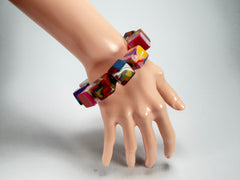 Jackie Brazil "Kandinsky" Liquorice Small Cubes Bracelet ( B0224 )