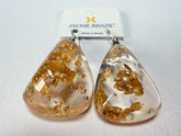 Jackie Brazil "Diamond" Gold Flakes Flinstone on Hook Resin Earrings ( E0700 )