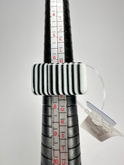 Jackie Brazil "Tiger Stripe" Pop Liquorice Black & White Striped Square Resin Ring ( R1983 ) Size UK O / USA 7