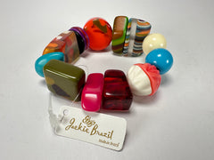 Jackie Brazil "Indiana" Mix Colours Multi Bead Resin Bracelet ( B0210 )