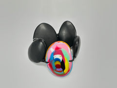 Jackie Brazil "Riverstones" Black Matt & Kandinsky Stone Large Flat Stones On Elastic Bracelet ( B3716 )