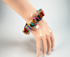 Jackie Brazil "Kandinsky" Liquorice Small Cubes Bracelet ( B0224 )