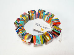 Jackie Brazil "Kandinsky" Liquorice Small Cubes Bracelet ( B0224 )