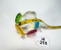 Jackie Brazil "Riverstones" Transparent Summer Mix Stone Large Flat Stones On Elastic Bracelet ( B3716 )