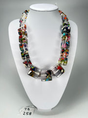 Jackie Brazil "Cascade" Mix Size Liquorice Cubes Resin Necklace ( N3343 )