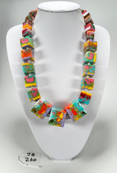 Jackie Brazil "Kandinsky" Mix Size Liquorice Cubes Resin Necklace ( N3343 )