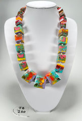 Jackie Brazil "Kandinsky" Mix Size Liquorice Cubes Resin Necklace ( N3343 )