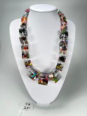 Jackie Brazil "Cascade" Mix Size Liquorice Cubes Resin Necklace ( N3343 )
