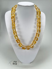 Jackie Brazil "POP" Gold Flakes Liquorice Small Cubes 65cm Necklace ( N0046 )