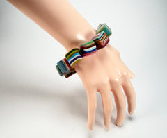 Jackie Brazil "POP" Liquorice Mix Colours Small Cubes Bracelet ( B0224 )
