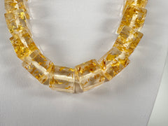 Jackie Brazil "POP" Gold Flakes Liquorice Small Cubes 65cm Necklace ( N0046 )