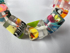 Jackie Brazil "POP" Cascade Liquorice Small Cubes 65cm Necklace ( N0046 )