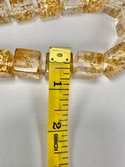 Jackie Brazil "POP" Gold Flakes Liquorice Small Cubes 65cm Necklace ( N0046 )