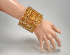 Jackie Brazil "Clarissa" Gold Flakes Thin Rectangles Elasticated Bracelet ( B2335 )