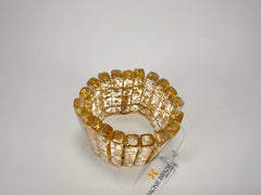 Jackie Brazil "Clarissa" Gold Flakes Thin Rectangles Elasticated Bracelet ( B2335 )