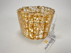 Jackie Brazil "Clarissa" Gold Flakes Thin Rectangles Elasticated Bracelet ( B2335 )