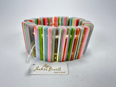 Jackie Brazil "Pop Art" Liquorice Spring Mix 8 Squares Elasticated Bracelet ( B0376 )
