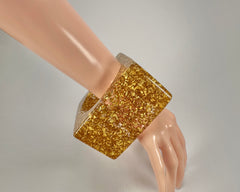 Jackie Brazil "Solid Square" Gold Flakes 5cm Bangle ( B2100 )