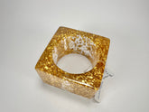 Jackie Brazil "Solid Square" Gold Flakes 5cm Bangle ( B2100 )