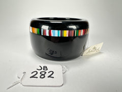 Jackie Brazil "Bar Code" Black & Colour Mix Solid Round 5cm Bangle ( B2161 )