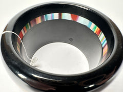 Jackie Brazil "Bar Code" Black & Colour Mix Solid Round 5cm Bangle ( B2161 )