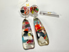 Jackie Brazil "Mel" Cascade Stud & Leaf On Pin Resin Earrings ( E4500 )