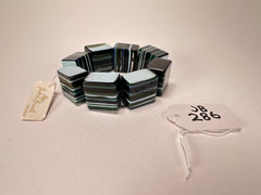 Jackie Brazil "Gala" Liquorice Half Rectangles On Elastic Blue Mix Bracelet ( B0778 )