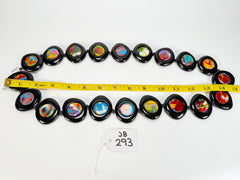 Jackie Brazil "Saturn" Black & Kandinsky Disk and Cylinder Long 75cm Necklace ( N0065 )