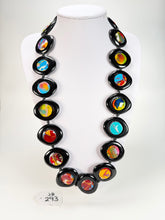Jackie Brazil "Saturn" Black & Kandinsky Disk and Cylinder Long 75cm Necklace ( N0065 )