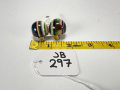 Jackie Brazil "Liquorice Stripes" Round Balls Clip On Resin Earrings ( E1337 )