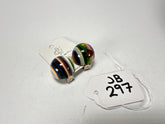 Jackie Brazil "Liquorice Stripes" Round Balls Clip On Resin Earrings ( E1337 )
