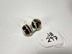 Jackie Brazil "Liquorice Stripes" Round Balls Clip On Resin Earrings ( E1337 )