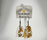 Jackie Brazil "Diamond" Gold Flakes Flinstone on Hook Resin Earrings ( E0700 )