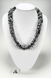 Jackie Brazil "Patricia" Liquorice Squares & Beads Black & White Mix 55cm Necklace ( N0025 )