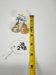 Jackie Brazil "Diamond" Gold Flakes Flinstone on Hook Resin Earrings ( E0700 )