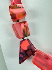 Jackie Brazil "Indiana" Pink Mix Multi-Bead Medium Resin 70cm Necklace ( N0033 )