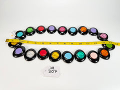 Jackie Brazil "Saturn" Black & Transparent Summer Mix Disc & Cylinder Long 75cm Necklace ( N0065 )