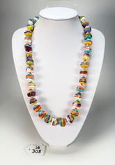 Jackie Brazil "Camille" Liquorice Stripes x Kandinsky Small Stones 70cm Necklace ( N0075 )