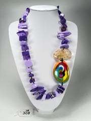 Jackie Brazil "Fusion" Purple Mix Long 110cm Bead Necklace ( N0040 )