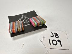 Jackie Brazil "Liquorice" Small Square Spring Mix Clip On Resin Earrings ( E0584 )