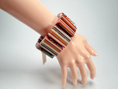 Jackie Brazil "Pop Art" Liquorice Orange Mix 8 Squares Elasticated Bracelet ( B0376 )