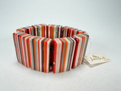 Jackie Brazil "Pop Art" Liquorice Orange Mix 8 Squares Elasticated Bracelet ( B0376 )