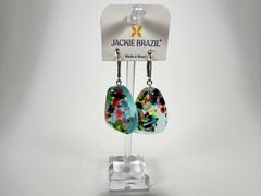 Jackie Brazil "Diamond" Light Blue Mix Flinstone on Hook Resin Earrings ( E0700 )