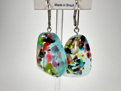 Jackie Brazil "Diamond" Light Blue Mix Flinstone on Hook Resin Earrings ( E0700 )
