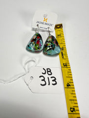 Jackie Brazil "Diamond" Light Blue Mix Flinstone on Hook Resin Earrings ( E0700 )