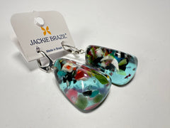 Jackie Brazil "Diamond" Light Blue Mix Flinstone on Hook Resin Earrings ( E0700 )