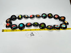 Jackie Brazil "Saturn" Black & Kandinsky Disc & Ball Long 75cm Necklace ( N0052 )