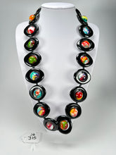 Jackie Brazil "Saturn" Black & Kandinsky Disc & Ball Long 75cm Necklace ( N0052 )